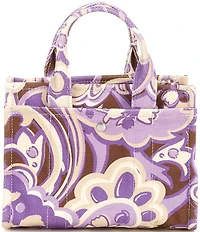 COACH Mini Cargo 20 Canvas Purple Brown Paisley Print Tote Bag