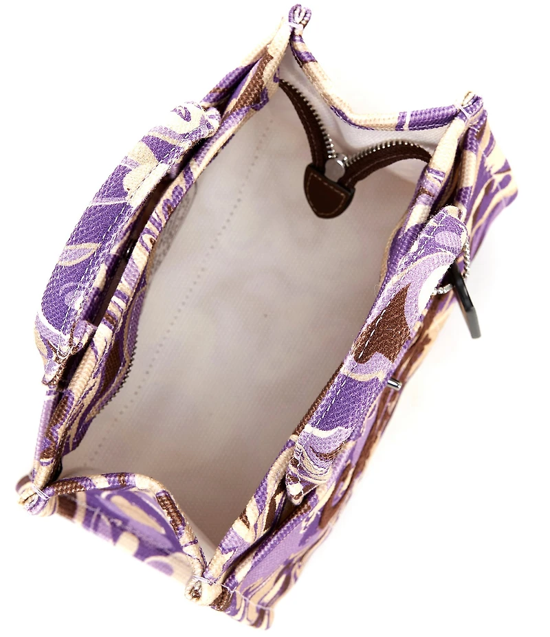COACH Mini Cargo 20 Canvas Purple Brown Paisley Print Tote Bag