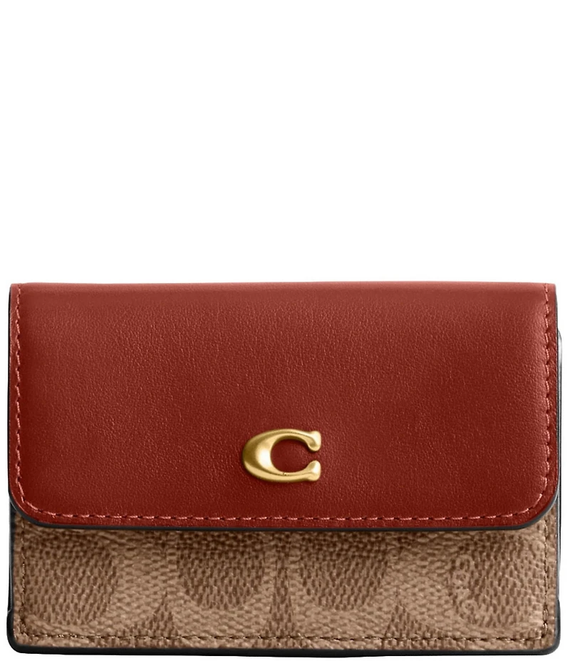 COACH Mini Signature Canvas Trifold Wallet