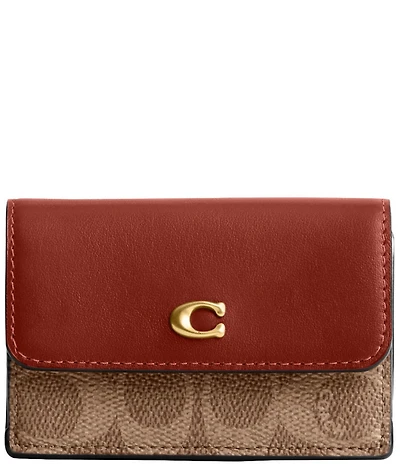 COACH Mini Signature Canvas Trifold Wallet