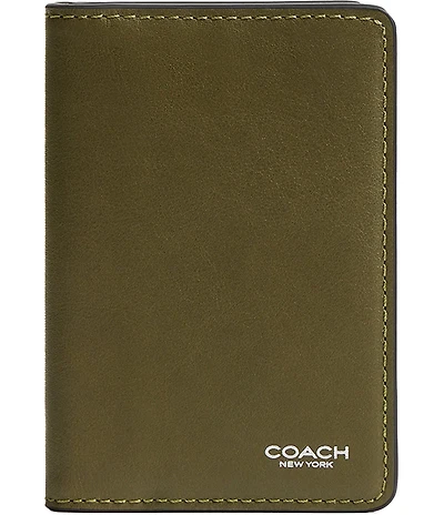 COACH Natural Full Grain Leather Card Wallet