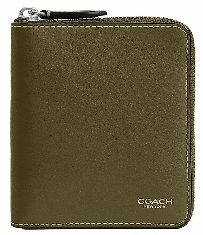 COACH Natural Grain Zip Coin Wallet