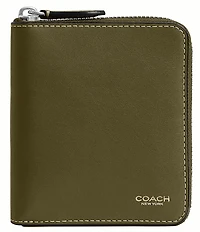 COACH Natural Grain Zip Coin Wallet