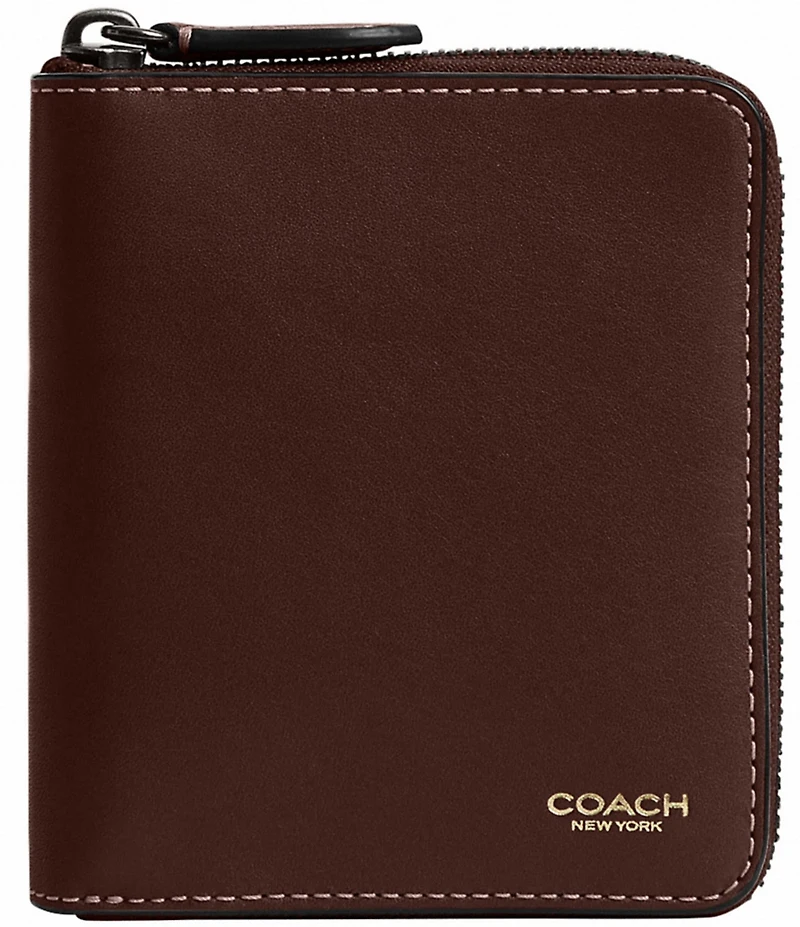 COACH Natural Grain Zip Coin Wallet