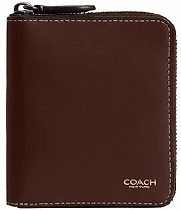COACH Natural Grain Zip Coin Wallet