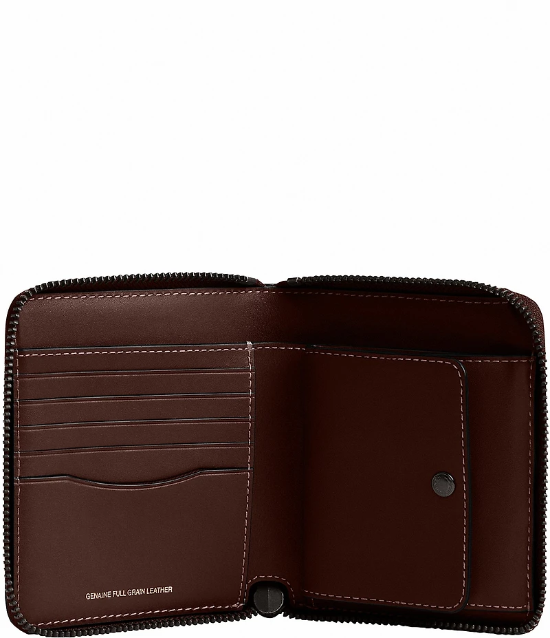 COACH Natural Grain Zip Coin Wallet
