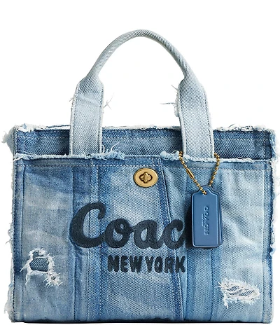 COACH Patchwork Loved Denim Cargo Tote Handle Bag 26