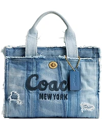 COACH Patchwork Loved Denim Cargo Tote Handle Bag 26