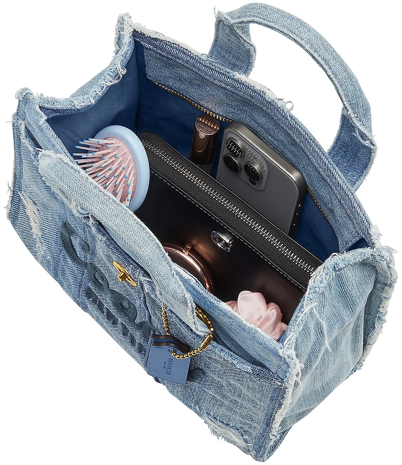 COACH Patchwork Loved Denim Cargo Tote Handle Bag 26