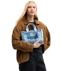 COACH Patchwork Loved Denim Cargo Tote Handle Bag 26