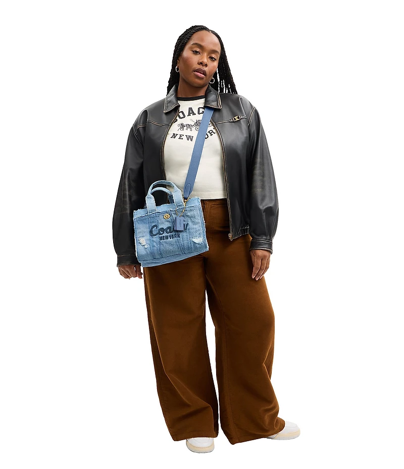 COACH Patchwork Loved Denim Cargo Tote Handle Bag 26