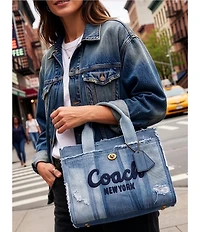 COACH Patchwork Loved Denim Cargo Tote Handle Bag 26