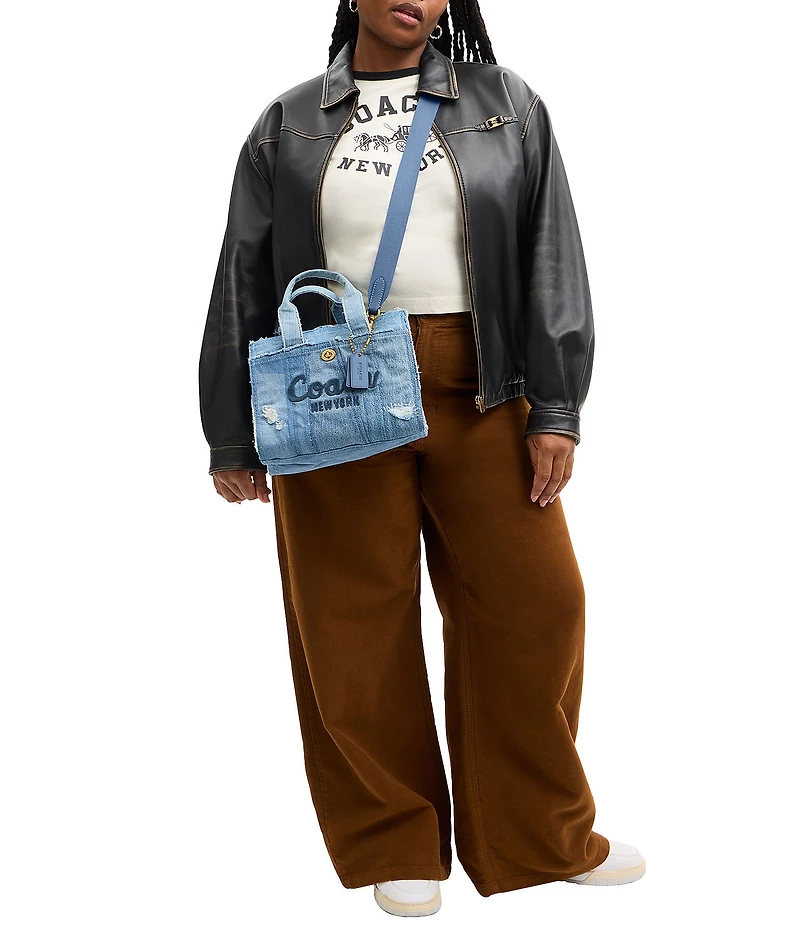 COACH Patchwork Loved Denim Cargo Tote Handle Bag 26