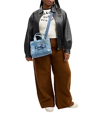 COACH Patchwork Loved Denim Cargo Tote Handle Bag 26