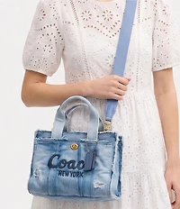 COACH Patchwork Loved Denim Cargo Tote Handle Bag 26