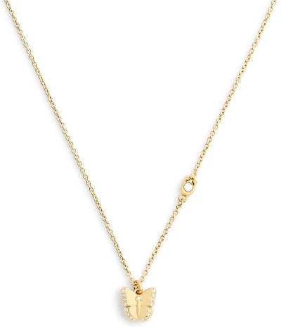 COACH Pav Icons Butterfly Short Pendant Necklace