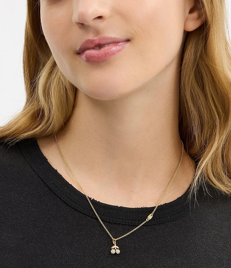 COACH Pav Icons Cherry Short Pendant Necklace