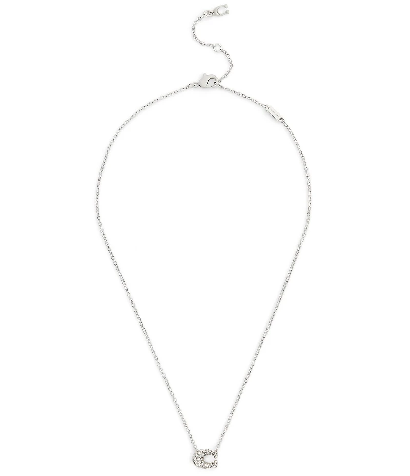 COACH Pav Signature C Short Pendant Necklace