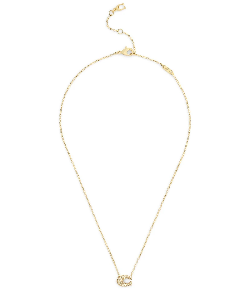 COACH Pave Signature C Pendant Necklace