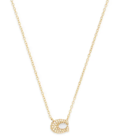 COACH Pave Signature C Pendant Necklace