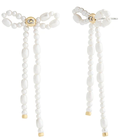 COACH Pearl Bow Drop Earrings