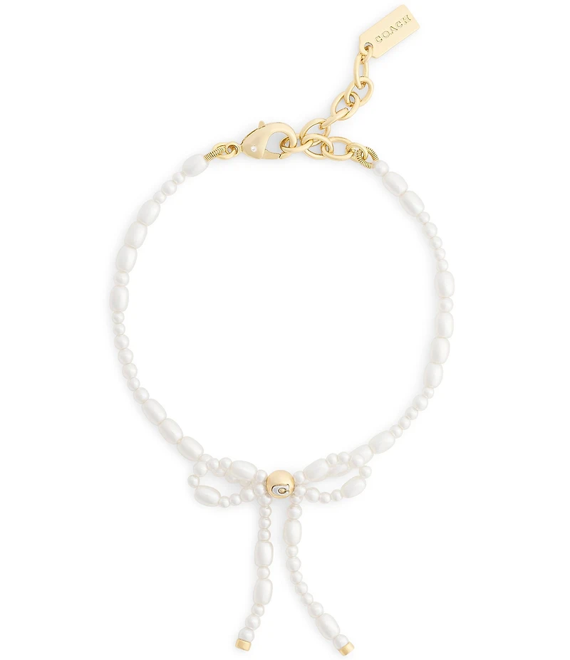COACH Pearl Bow Strand Line Bracelet