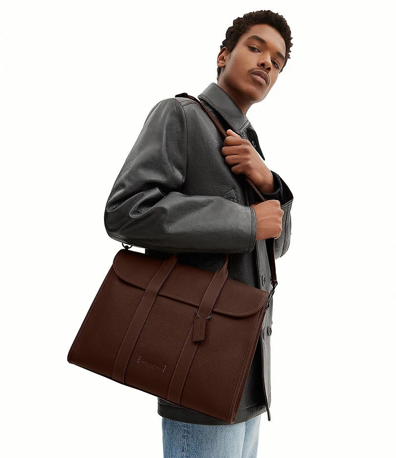 COACH Pebble Leather Gotham Portfolio Briefcase