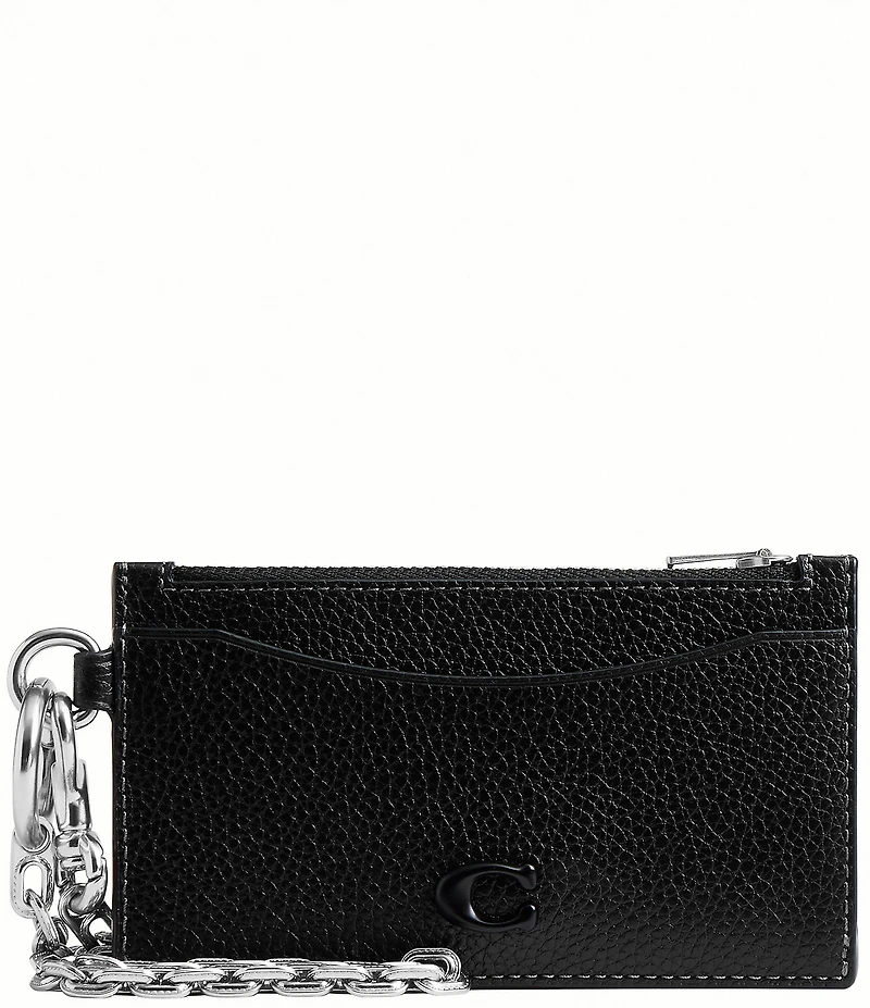 COACH Pebble Leather Zippered Card Case