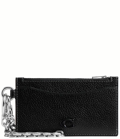 COACH Pebble Leather Zippered Card Case