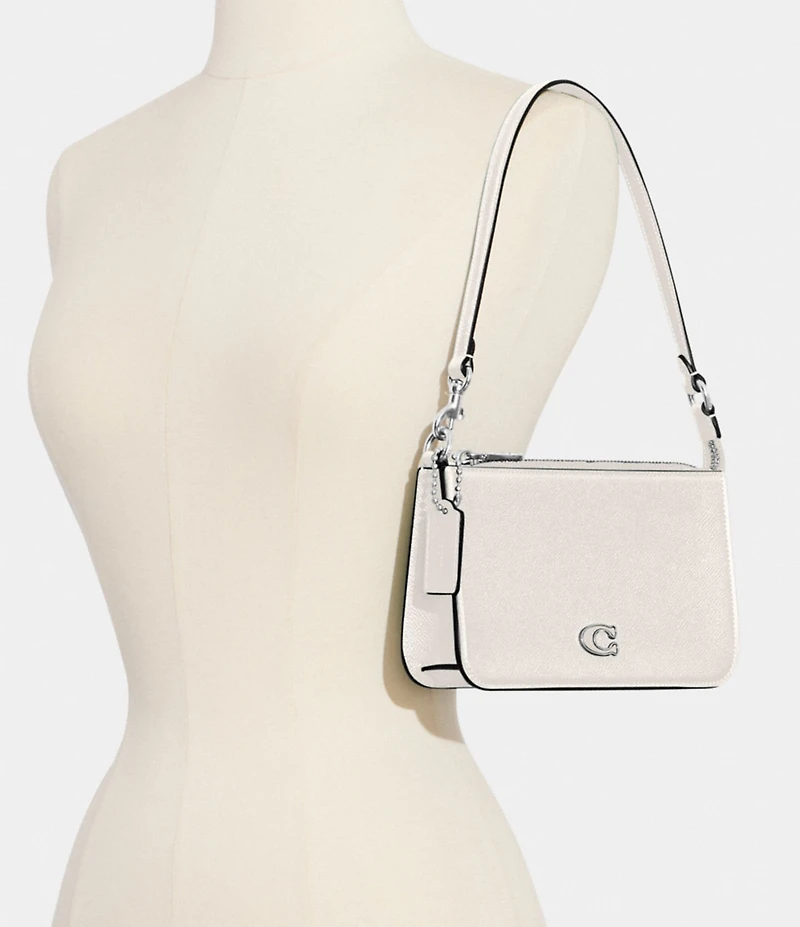 COACH Pebbled Leather Pouch Silver Tone Shoulder Bag