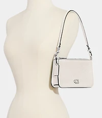 COACH Pebbled Leather Pouch Silver Tone Shoulder Bag