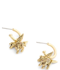 COACH Pegasus Charm Drop Huggie Hoop Drop Earrings