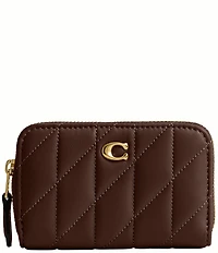 COACH Pillow Quilted Small Zip Around Gold Hardware Card Case