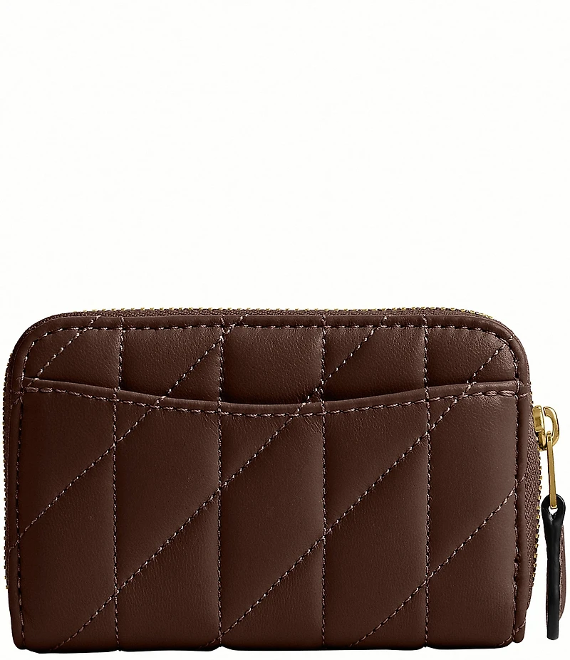 COACH Pillow Quilted Small Zip Around Gold Hardware Card Case