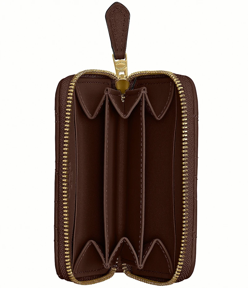 COACH Pillow Quilted Small Zip Around Gold Hardware Card Case
