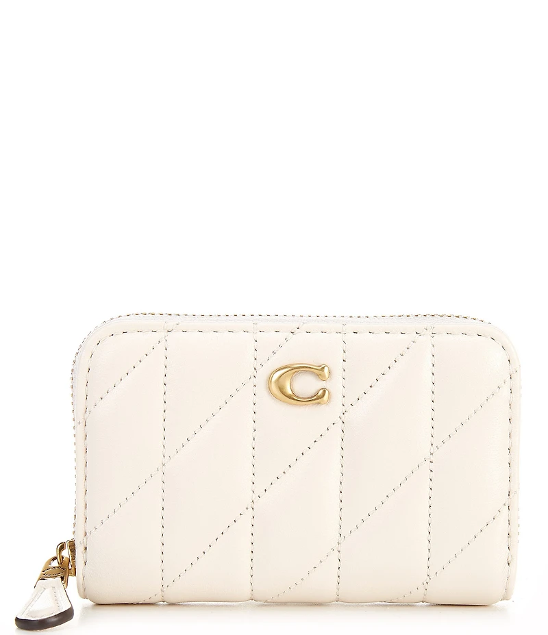 COACH Pillow Quilted Small Zip Around Gold Hardware Card Case