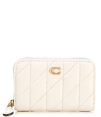 COACH Pillow Quilted Small Zip Around Gold Hardware Card Case
