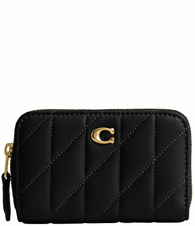 COACH Pillow Quilted Small Zip Around Gold Hardware Card Case