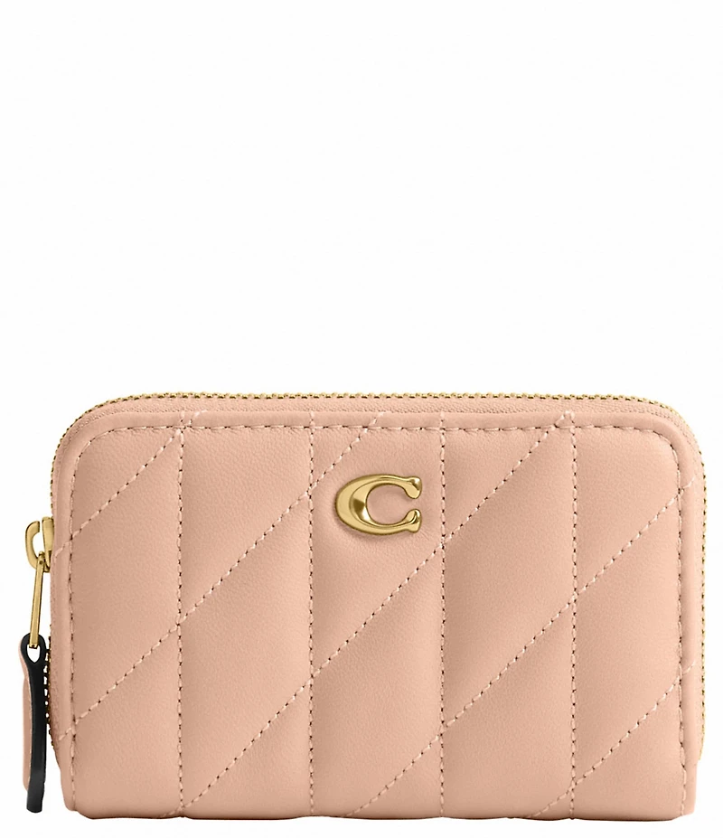 COACH Pillow Quilted Small Zip Around Gold Hardware Card Case