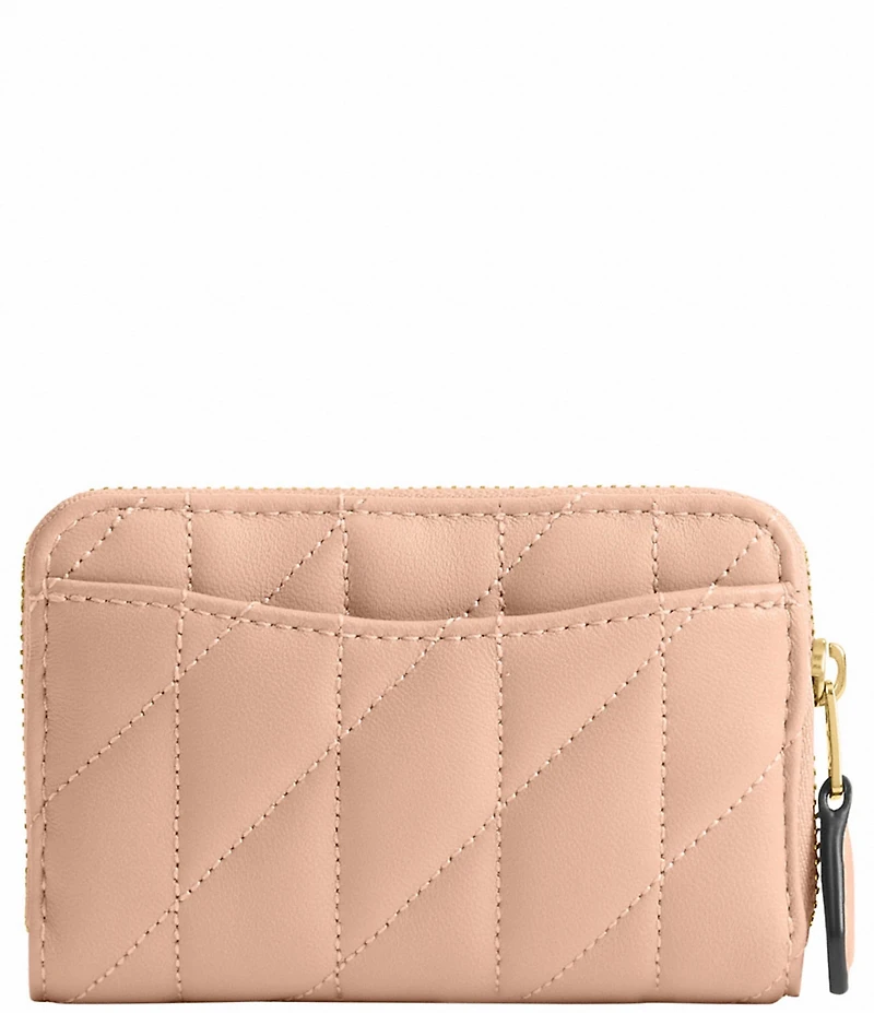COACH Pillow Quilted Small Zip Around Gold Hardware Card Case