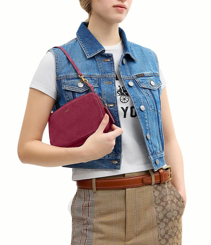 COACH Plaza Suede Shoulder Bag