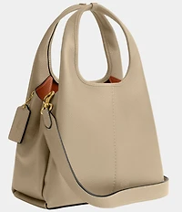 COACH Polished Pebble Leather Lana Gold Tone Shoulder Bag 23