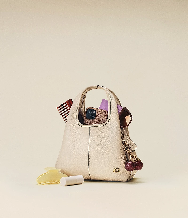 COACH Polished Pebble Leather Lana Gold Tone Shoulder Bag 23