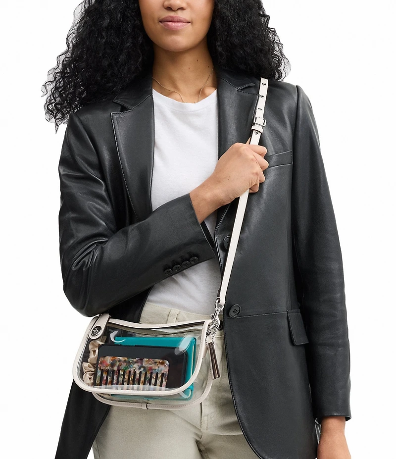 COACH PVC Stadium Swinger Clear Contrast Trim Convertible Shoulder Bag