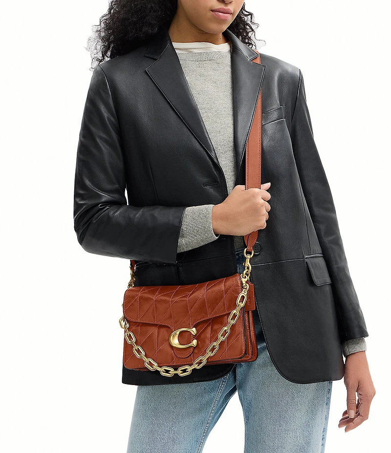 COACH Quilted Glazed Leather Chain Tabby Shoulder Bag