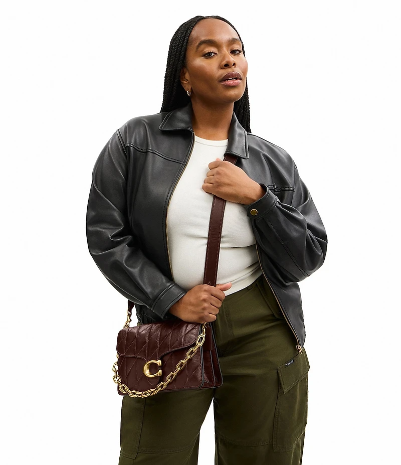 COACH Quilted Glazed Leather Chain Tabby Shoulder Bag