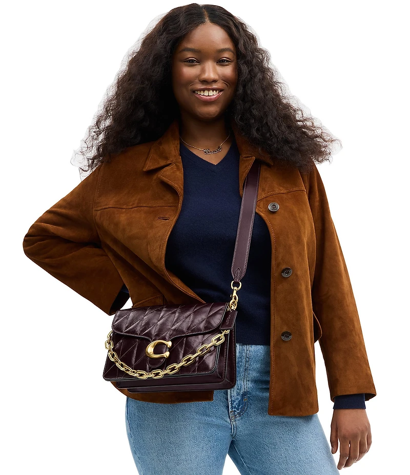 COACH Quilted Glazed Leather Chain Tabby Shoulder Bag