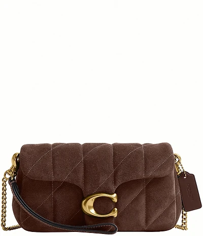 COACH Tabby 19 Quilted Suede Chain Crossbody Wristlet Bag