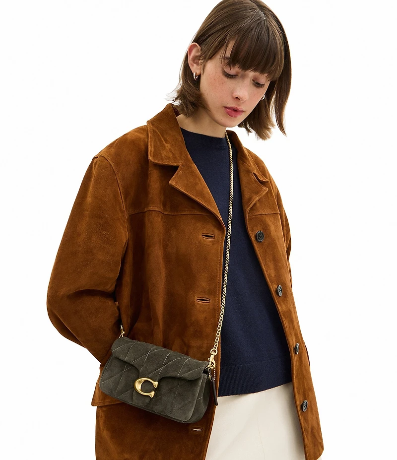 COACH Tabby 19 Quilted Suede Chain Crossbody Wristlet Bag