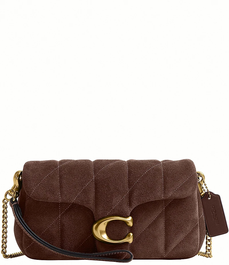 COACH Tabby 19 Quilted Suede Chain Crossbody Wristlet Bag